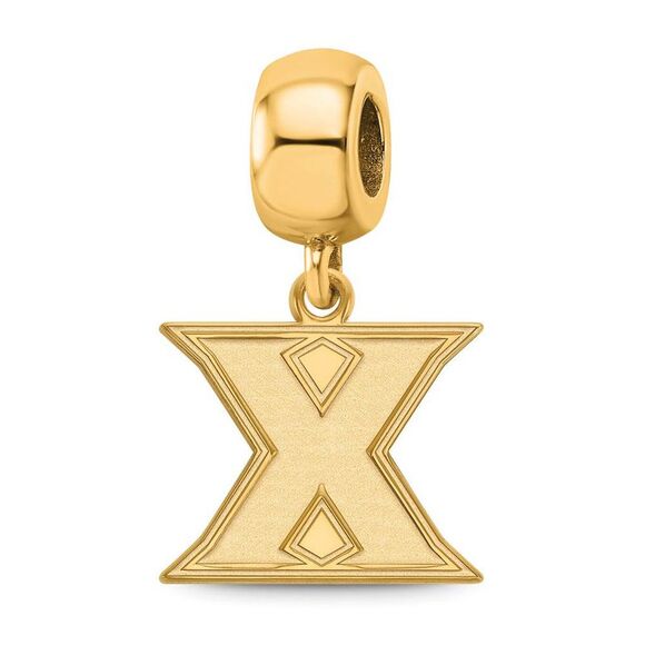 14k Gold Plated Silver Xavier University Small Dangle Bead Charm - Picture 1 of 6